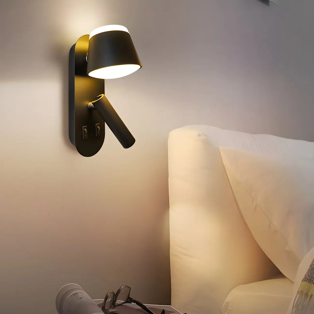 Applique murale moderne à 2 lumières LED avec port de chargement pour chambre à coucher
