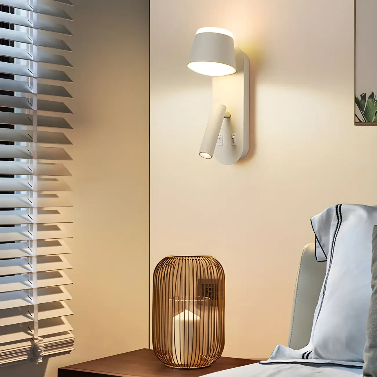 Applique murale moderne à 2 lumières LED avec port de chargement pour chambre à coucher