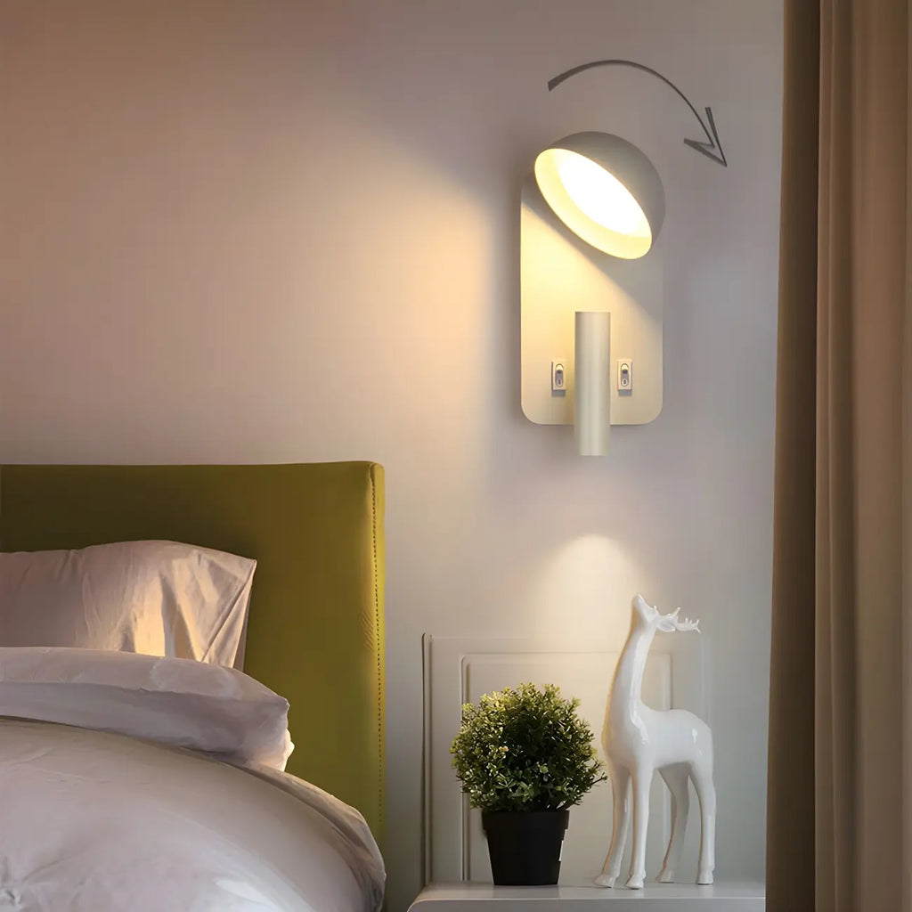 Applique murale moderne à 2 lumières LED avec port de chargement pour chambre à coucher