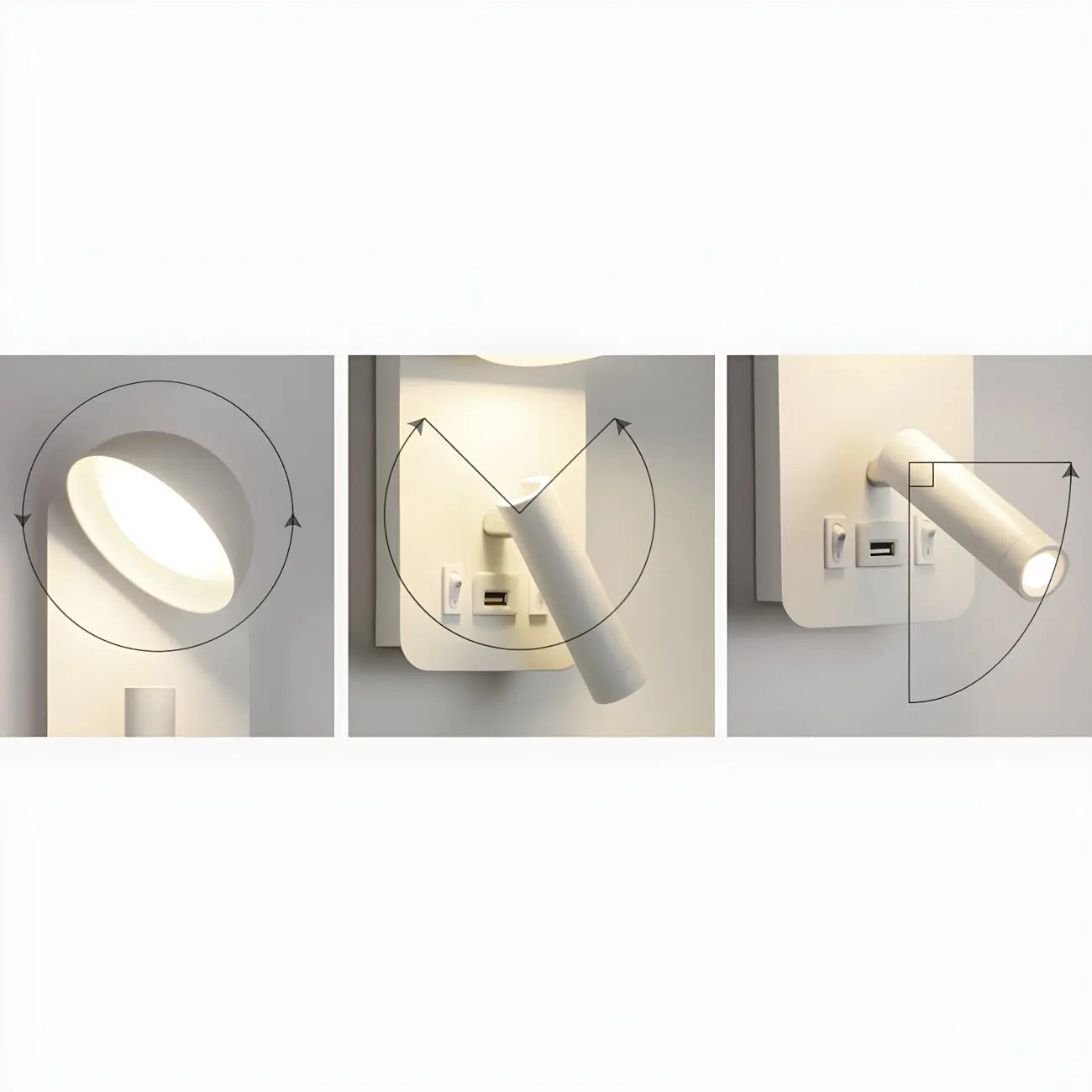 Applique murale moderne à 2 lumières LED avec port de chargement pour chambre à coucher
