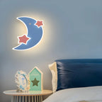 Applique murale LED Lune et Étoile pour chambre d'enfant avec télécommande