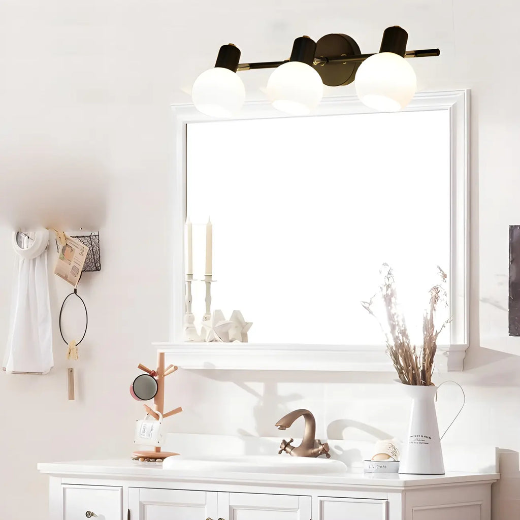 Applique murale moderne en verre noir pour miroir de salle de bain