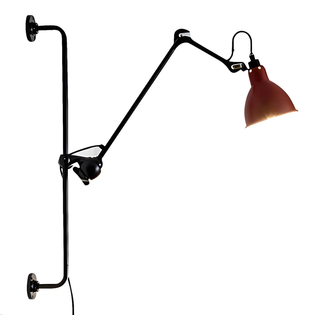 Applique murale à bras articulé en métal noir avec base en tréteau