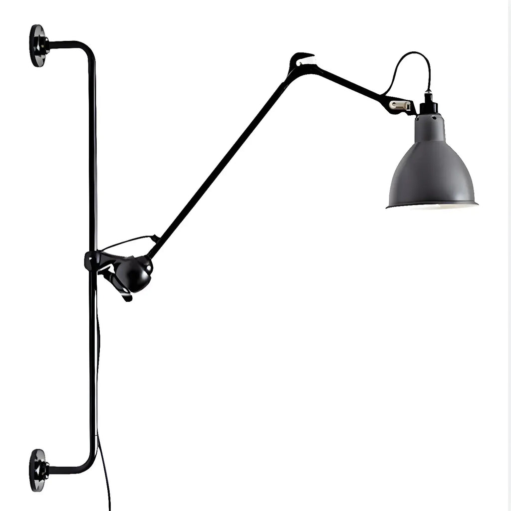 Applique murale à bras articulé en métal noir avec base en tréteau