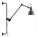 Applique murale à bras articulé en métal noir avec base en tréteau