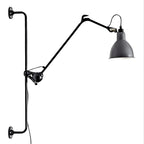 Applique murale à bras articulé en métal noir avec base en tréteau