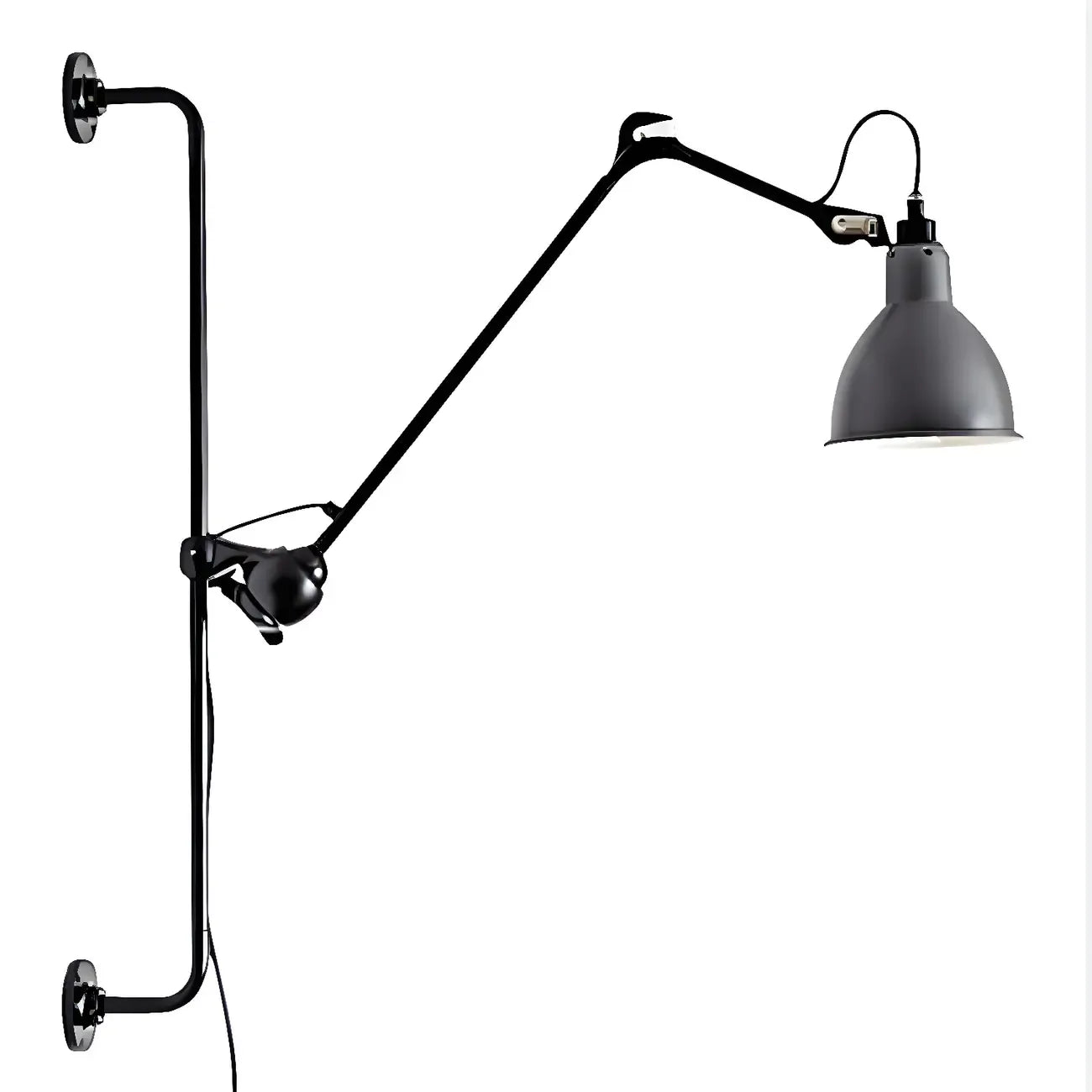 Applique murale à bras articulé en métal noir avec base en tréteau