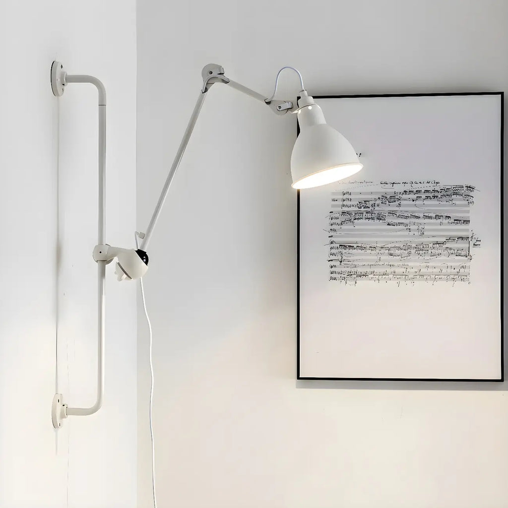 Applique murale à bras articulé en métal noir avec base en tréteau