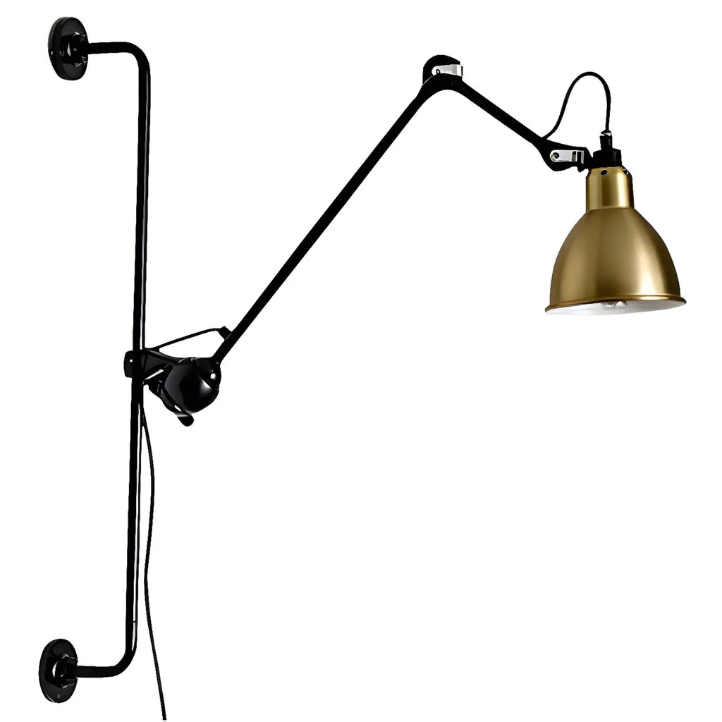 Applique murale à bras articulé en métal noir avec base en tréteau