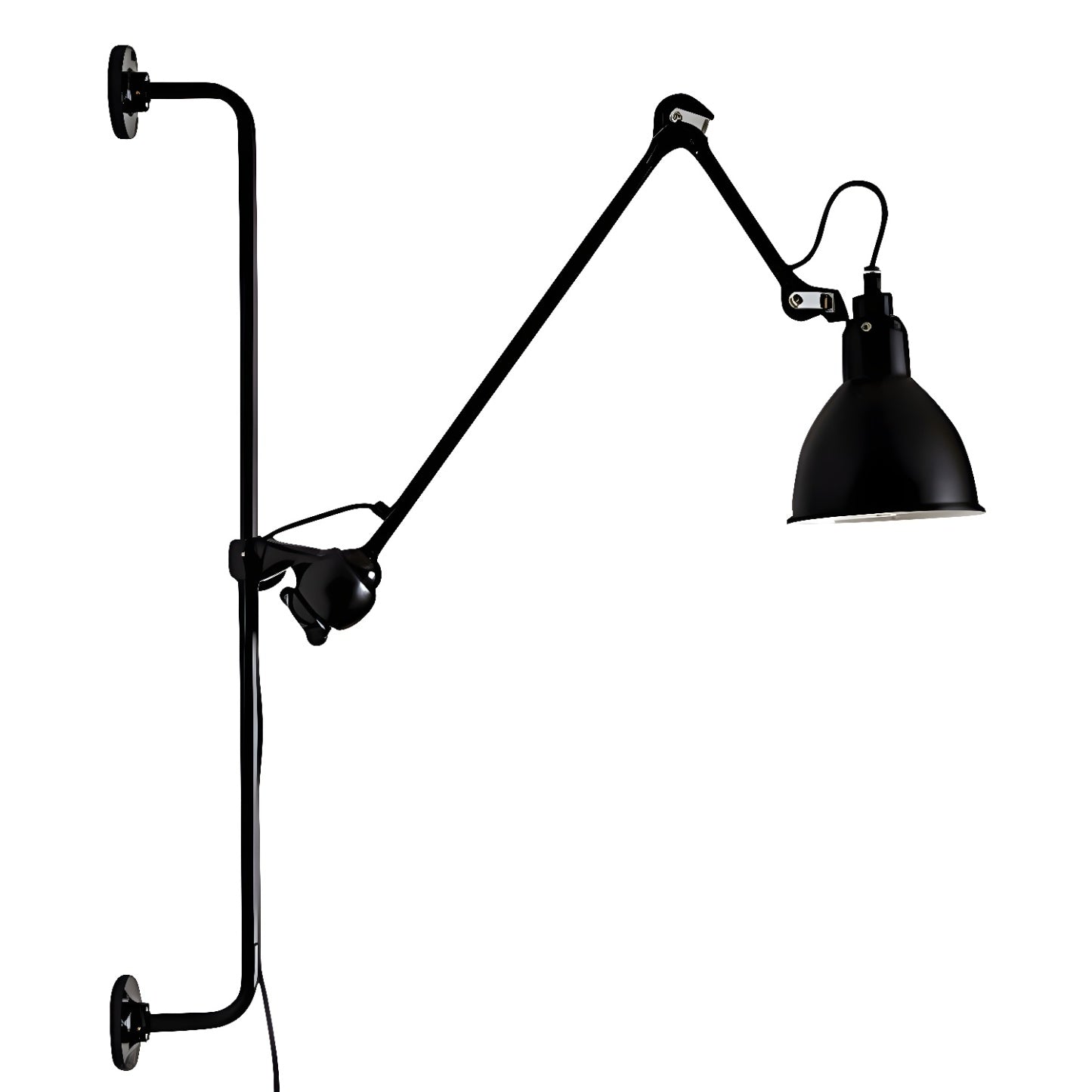 Applique murale à bras articulé en métal noir avec base en tréteau