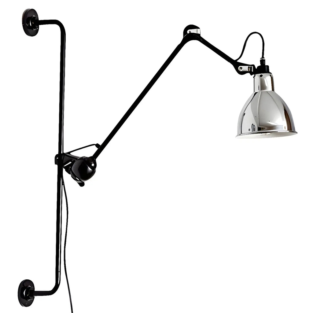 Applique murale à bras articulé en métal noir avec base en tréteau
