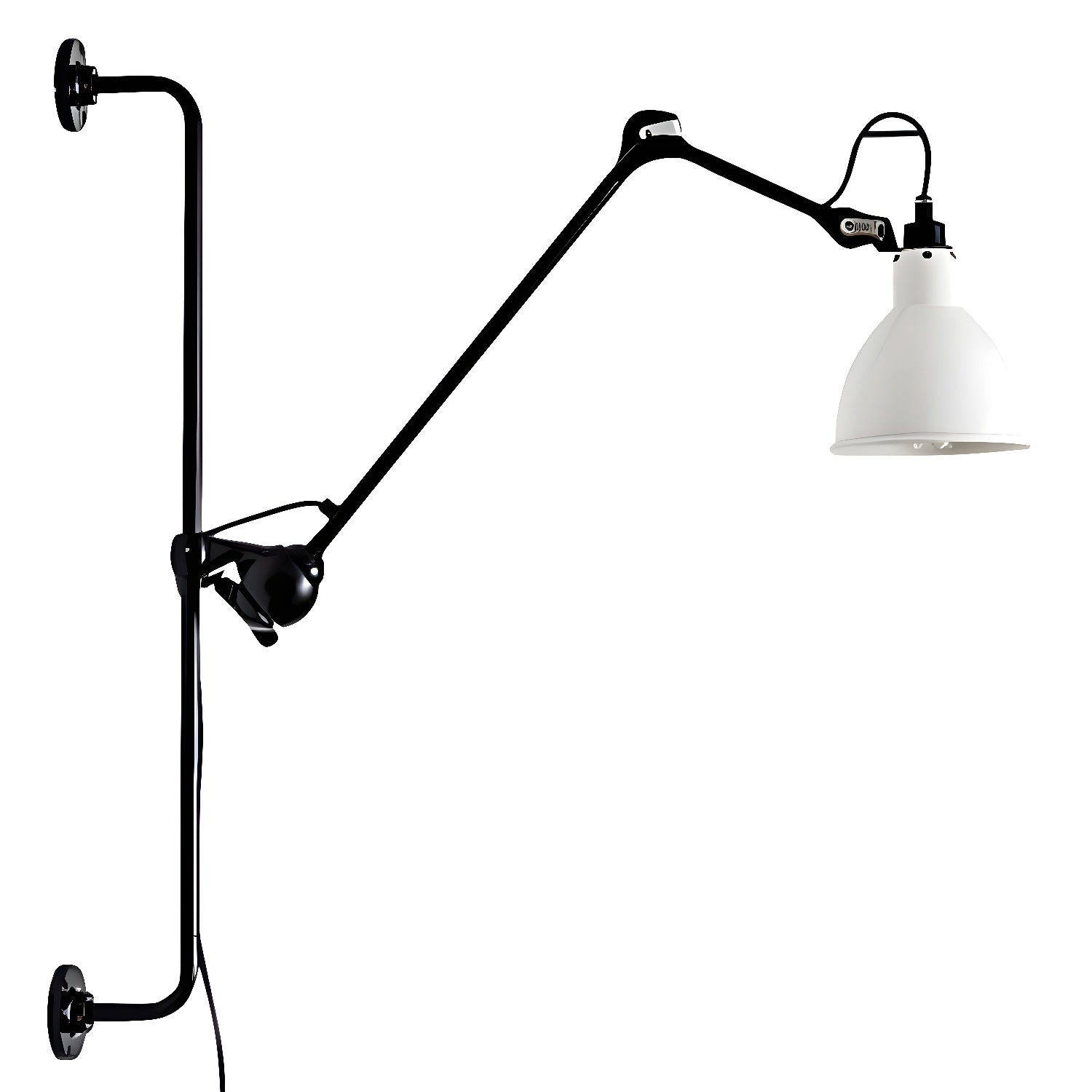 Applique murale à bras articulé en métal noir avec base en tréteau