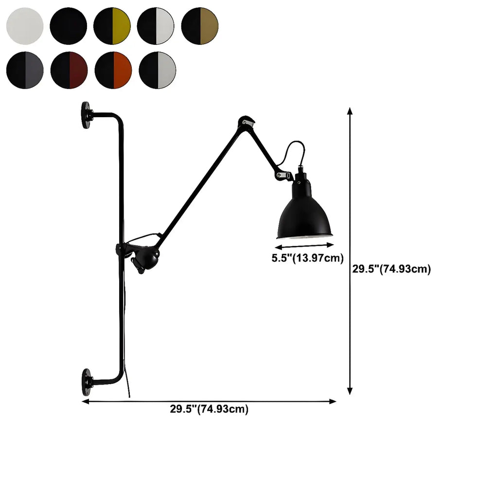 Applique murale à bras articulé en métal noir avec base en tréteau