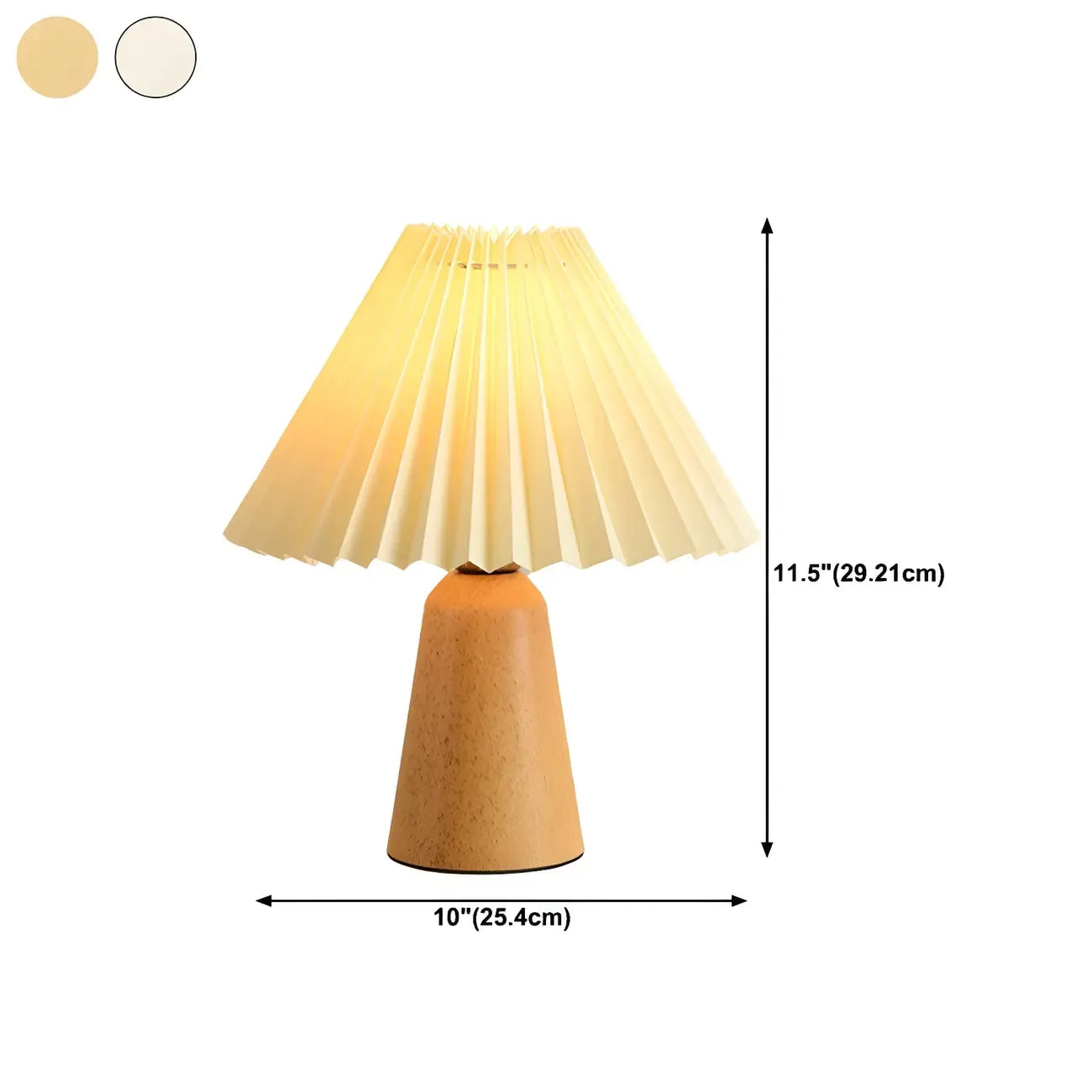 Lampe de table en bois massif beige nordique avec abat-jour conique en plastique et abat-jour conique.