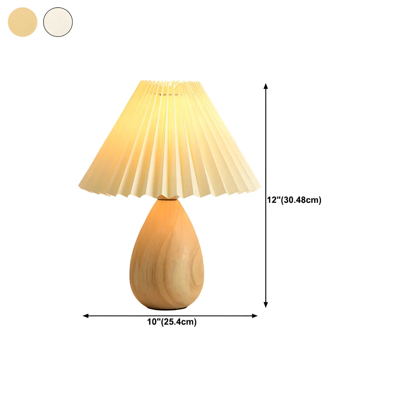 Lampe de table en bois massif beige nordique avec abat-jour conique en plastique et abat-jour conique.