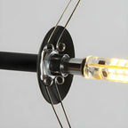 Lustre moderne à 8 lumières avec globe et branches noires, style îlot.