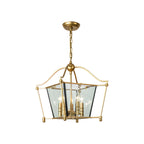 Lustre de cuisine carré en verre doré réglable avec bougie intégrée