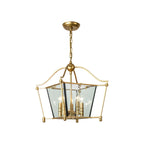 Lustre de cuisine carré en verre doré réglable avec bougie intégrée