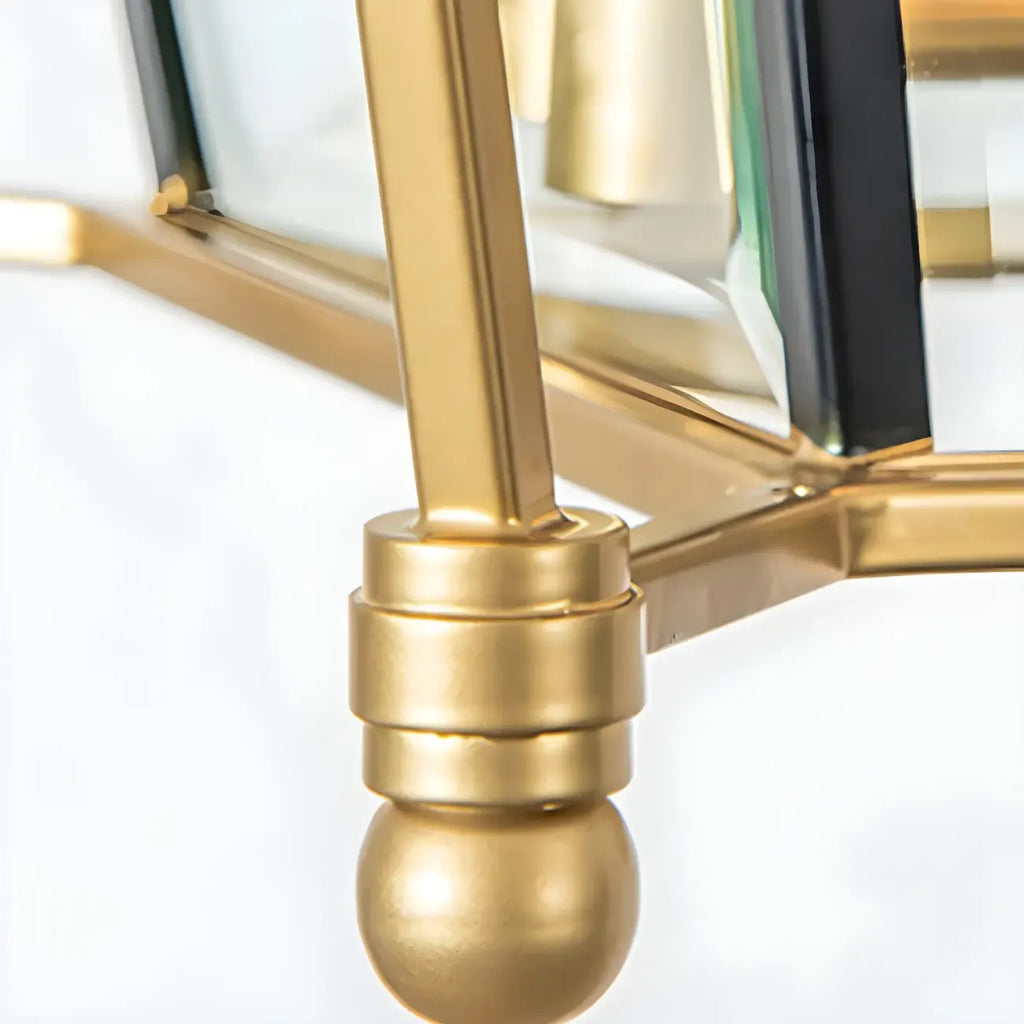 Lustre de cuisine carré en verre doré réglable avec bougie intégrée