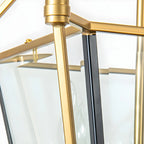 Lustre de cuisine carré en verre doré réglable avec bougie intégrée