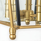 Lustre de cuisine carré en verre doré réglable avec bougie intégrée