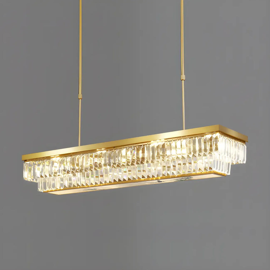 Suspension moderne réglable en cristal doré