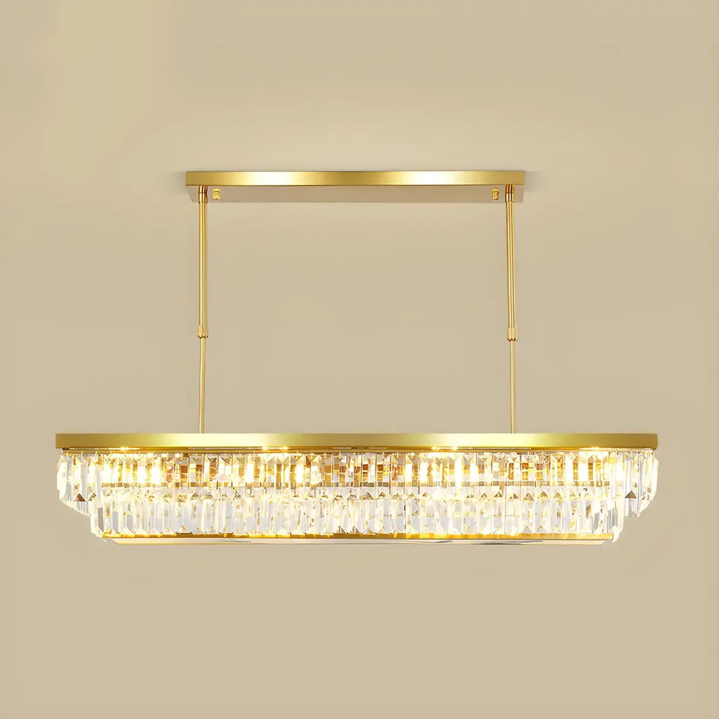 Suspension moderne réglable en cristal doré