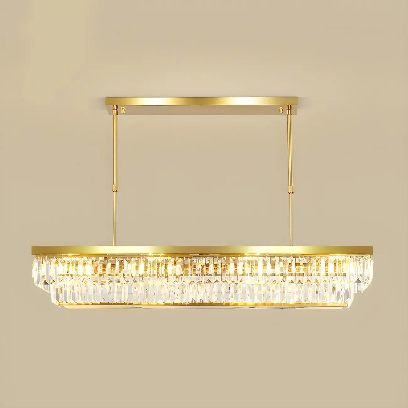 Suspension moderne réglable en cristal doré