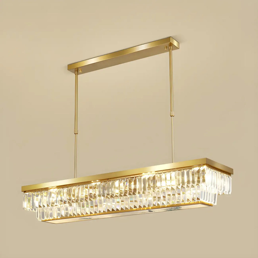 Suspension moderne réglable en cristal doré