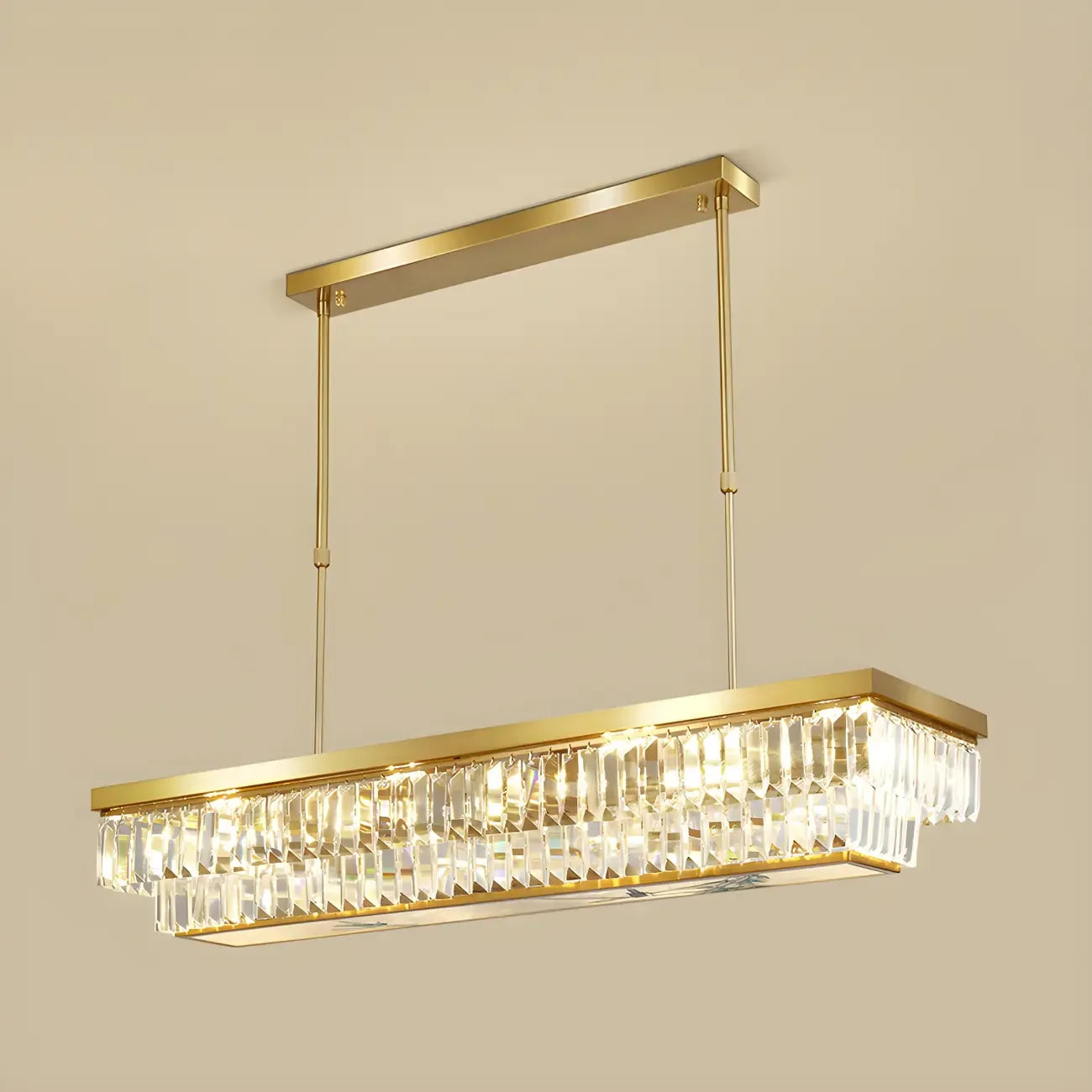 Suspension moderne réglable en cristal doré