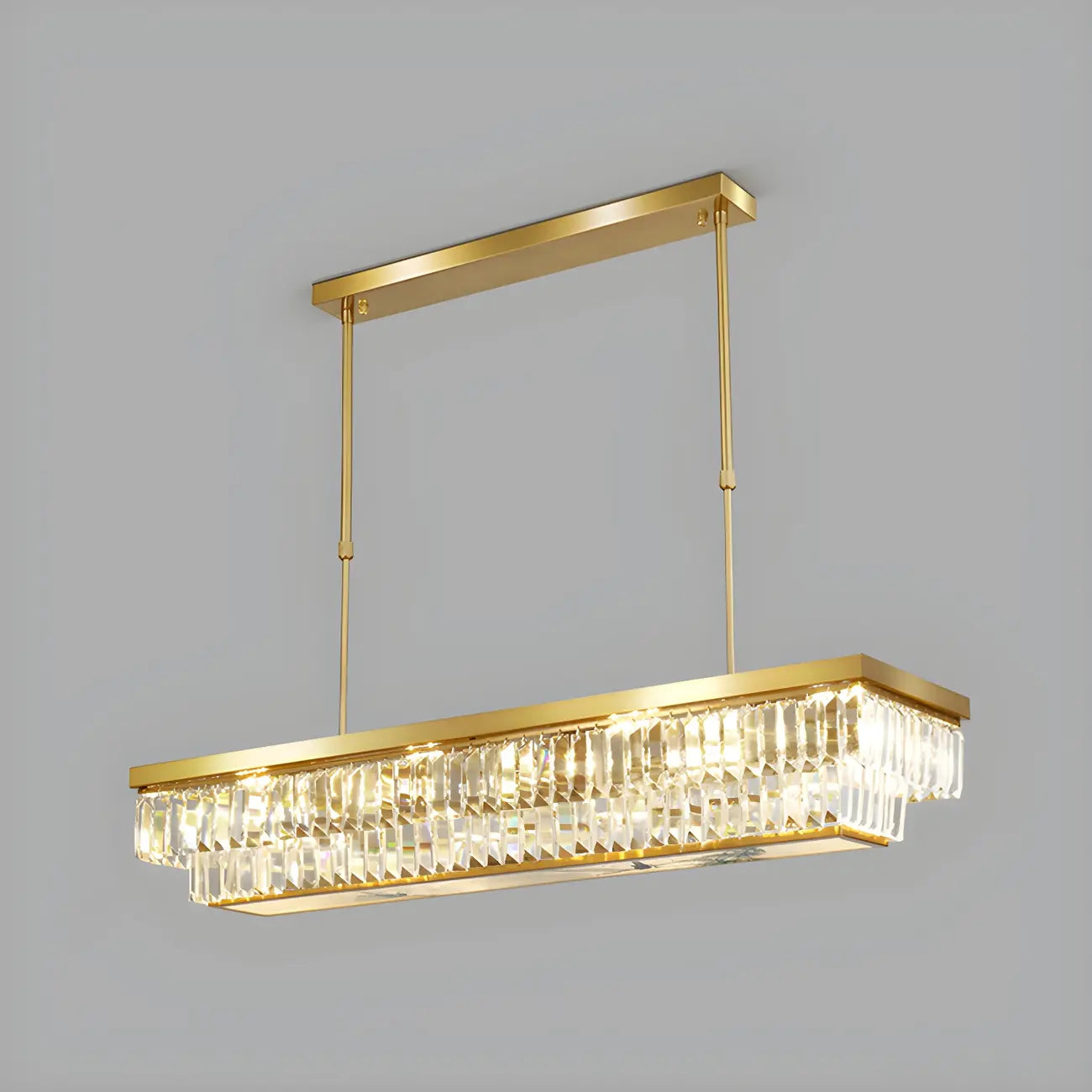 Suspension moderne réglable en cristal doré