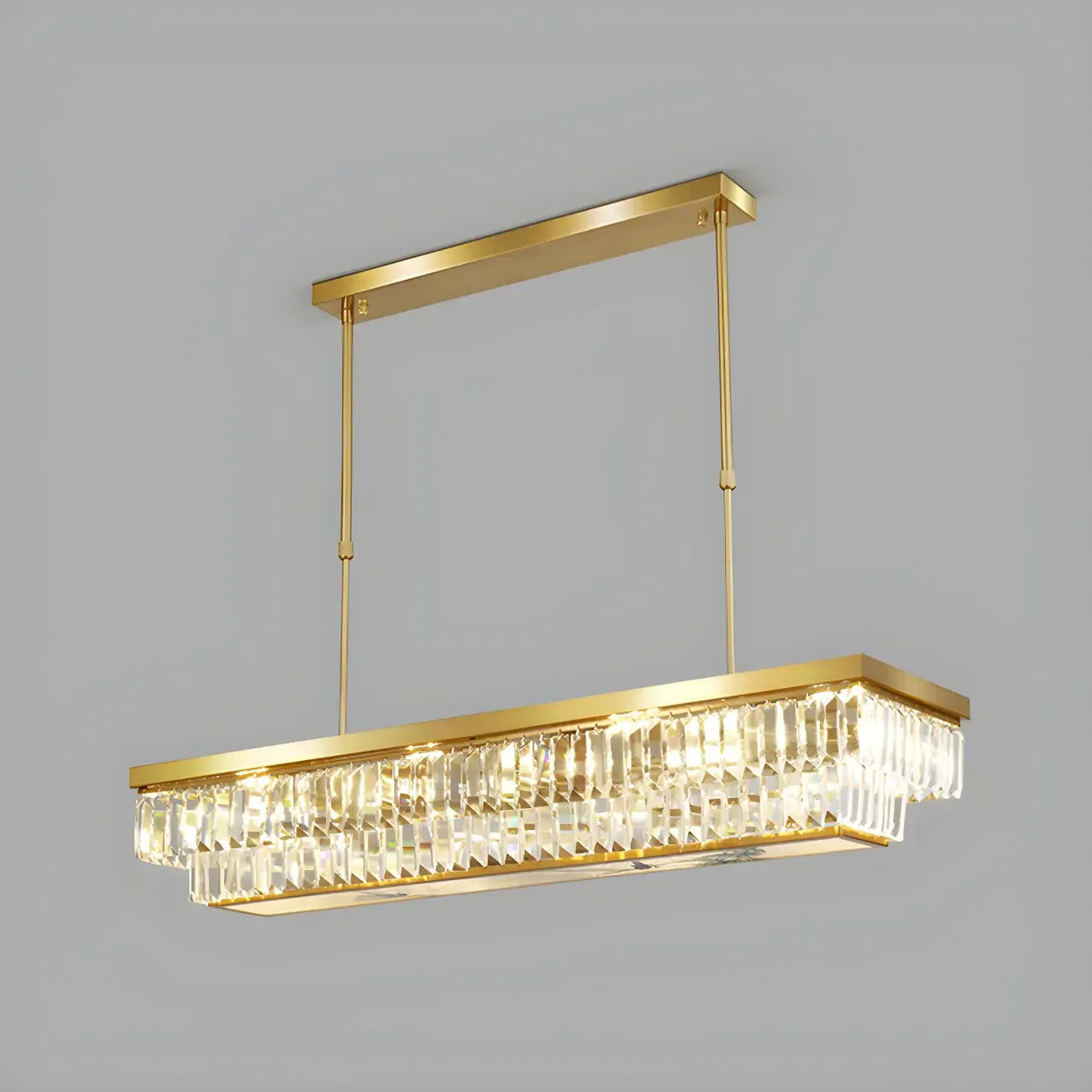 Suspension moderne réglable en cristal doré