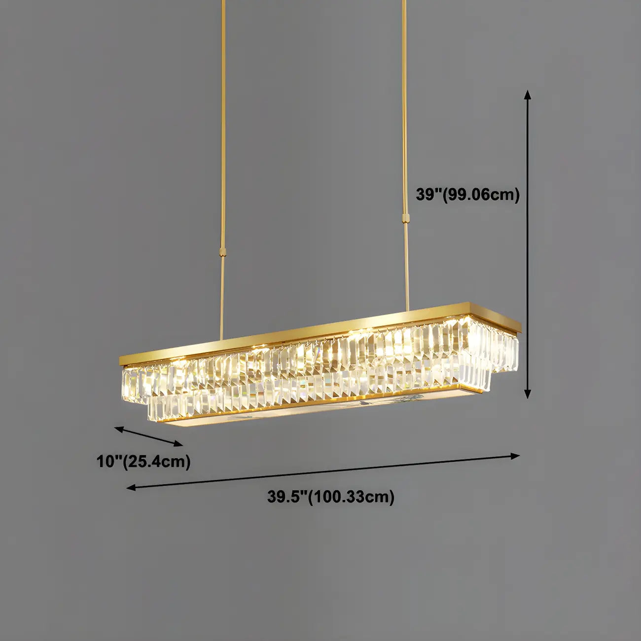 Suspension moderne réglable en cristal doré