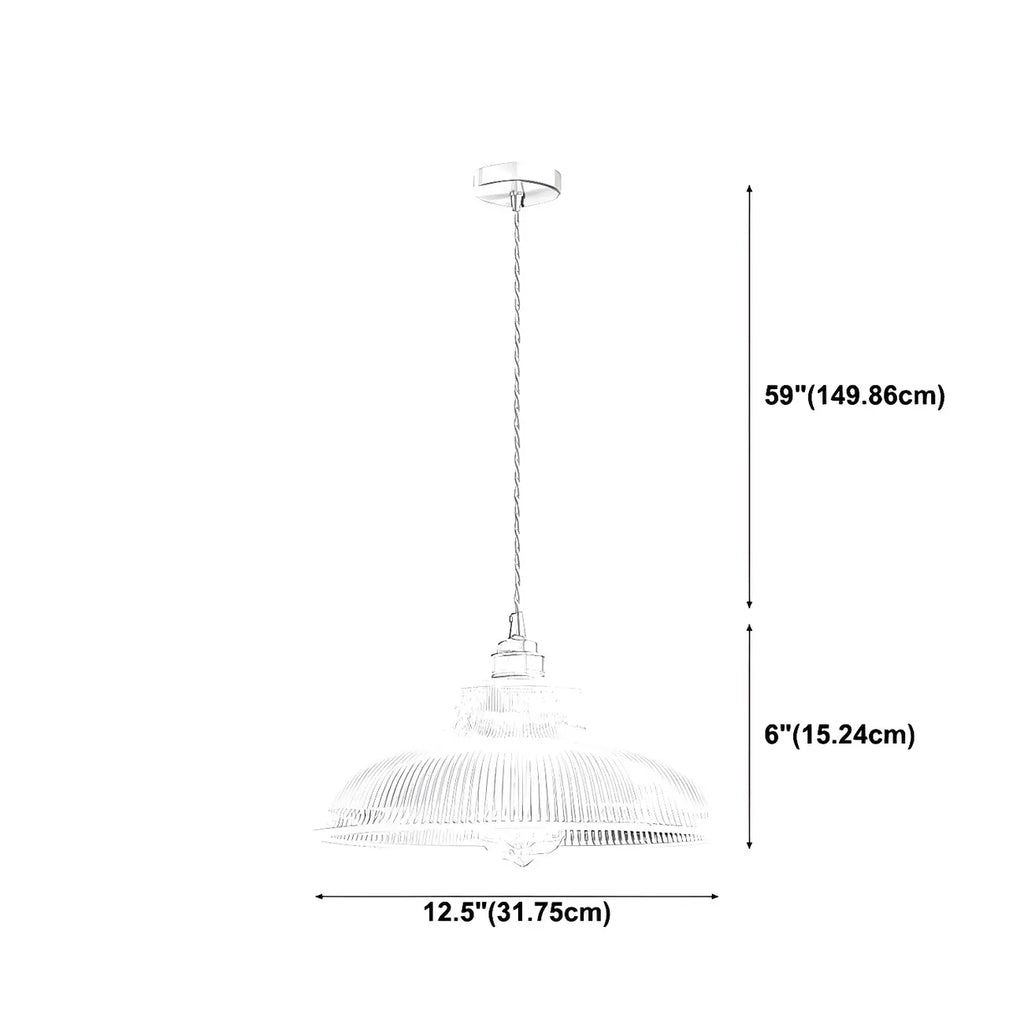 Suspension industrielle réglable en verre côtelé et laiton