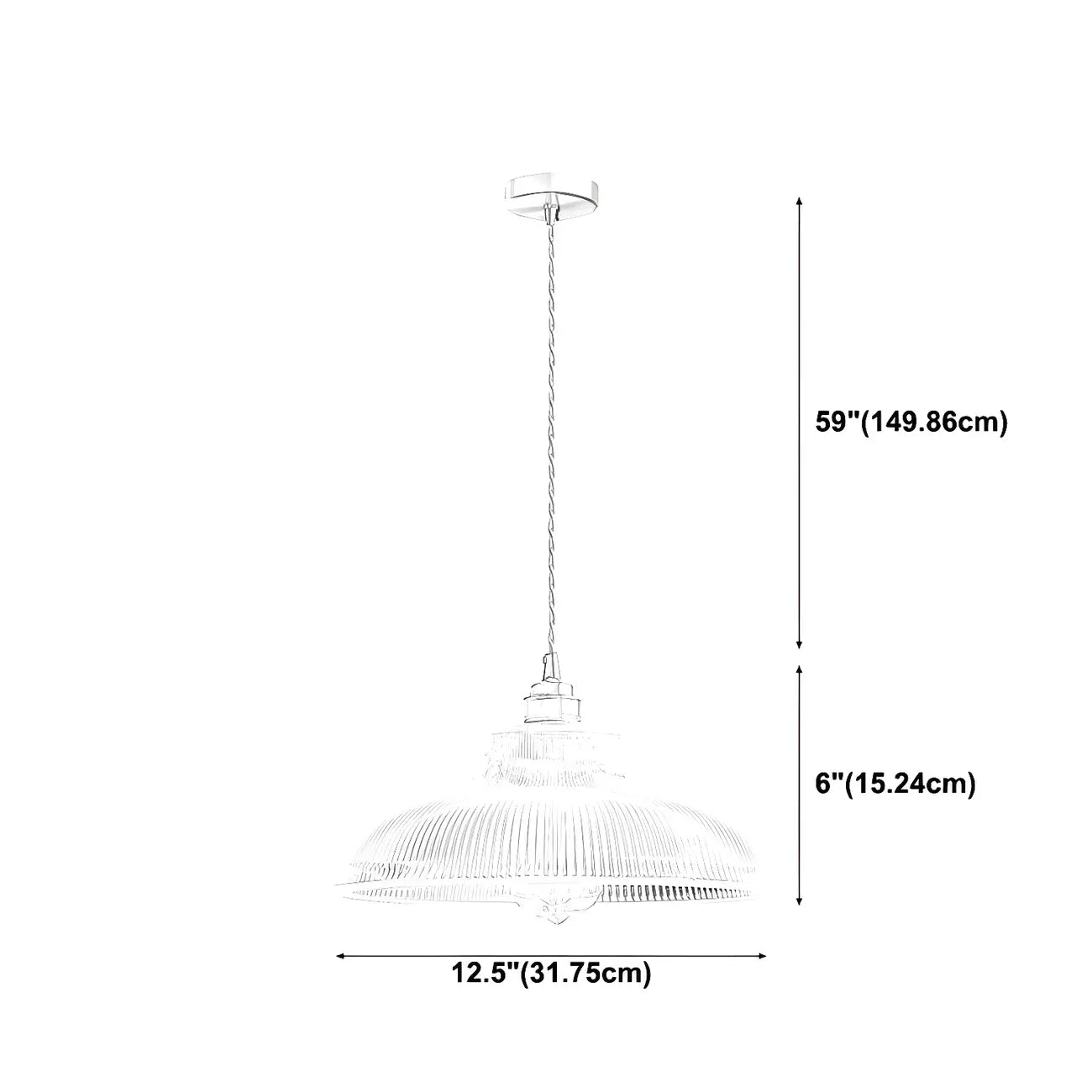 Suspension industrielle réglable en verre côtelé et laiton
