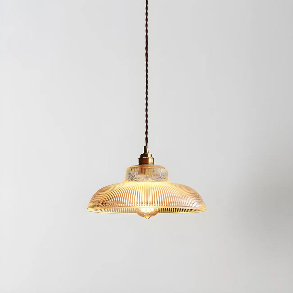 Suspension industrielle réglable en verre côtelé et laiton