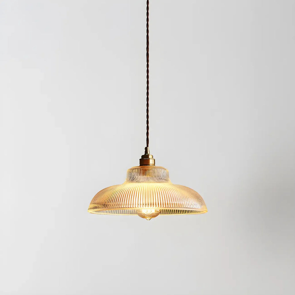 Suspension industrielle réglable en verre côtelé et laiton