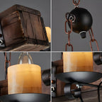 Suspension de cuisine industrielle en bois brun à 8 lumières