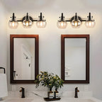 Applique murale moderne en verre noir sphérique pour salle de bain