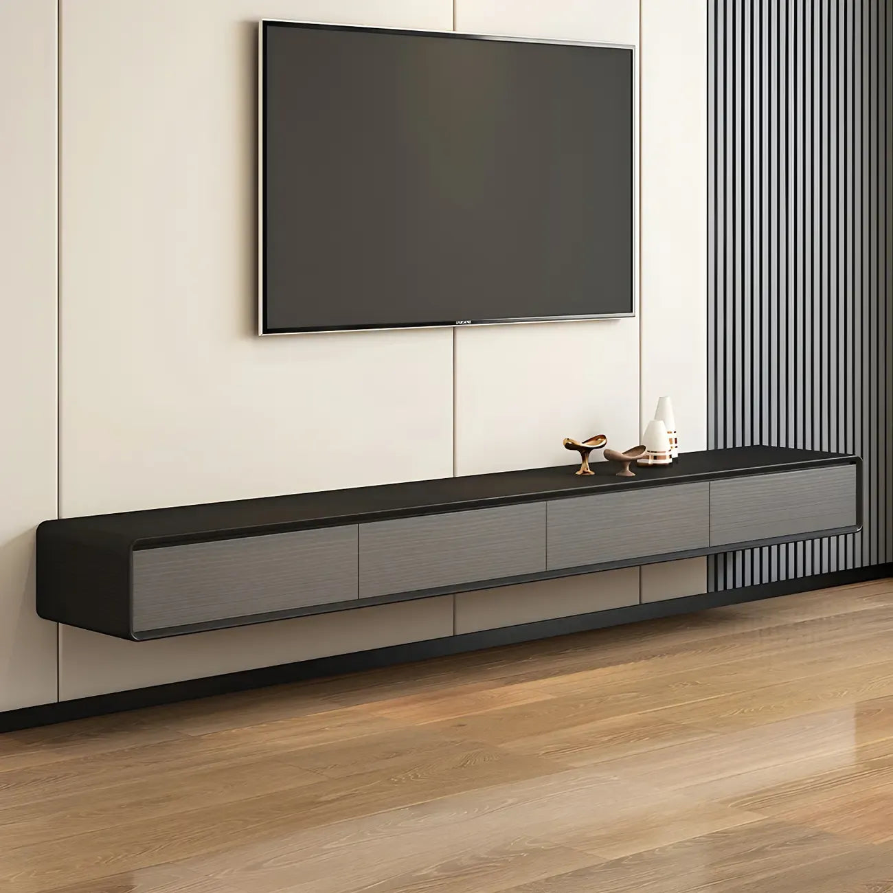 Meubles TV flottants en bois naturel long