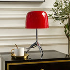 Lampe de table tripode nordique moderne en argent et verre, avec pied en métal