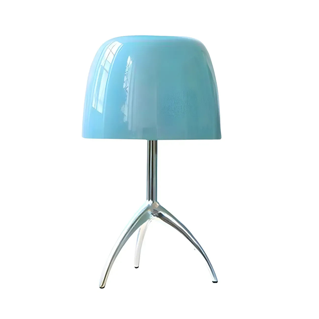 Lampe de table tripode nordique moderne en argent et verre, avec pied en métal