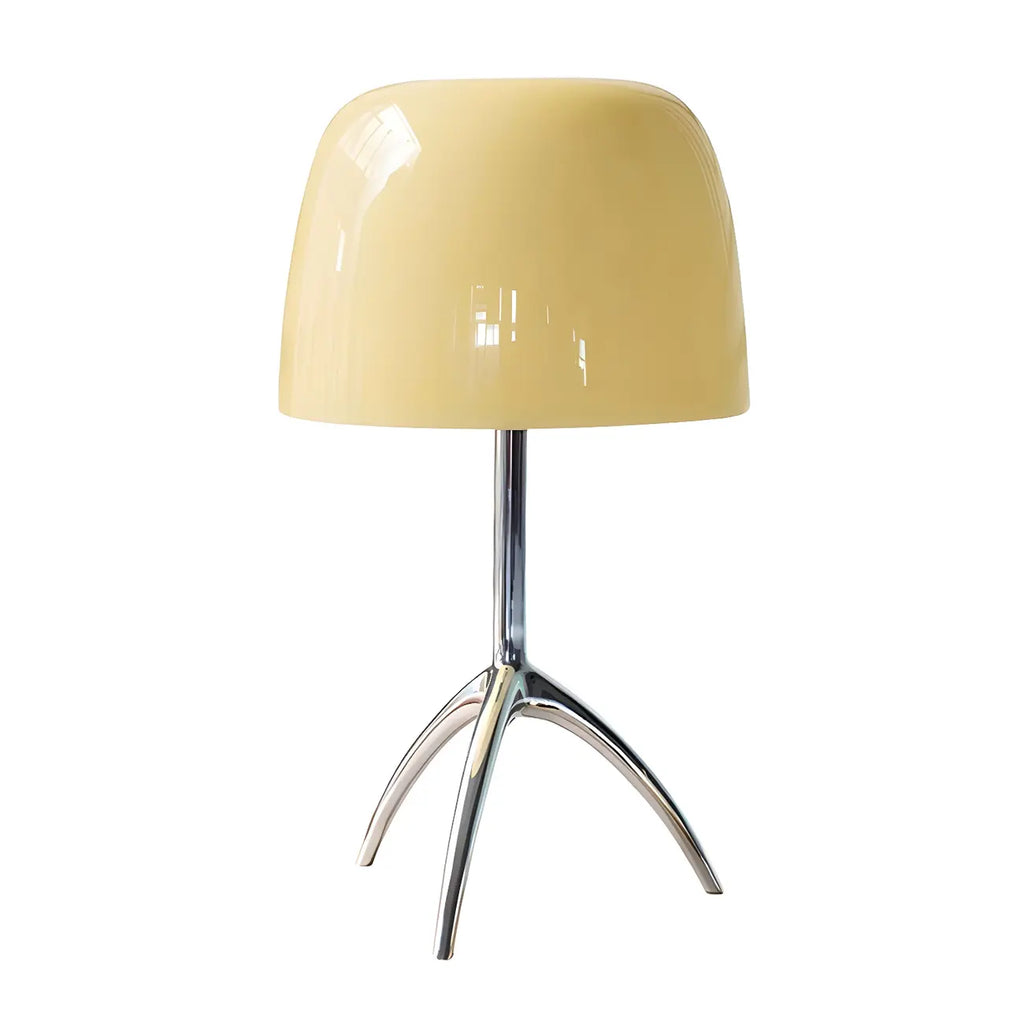 Lampe de table tripode nordique moderne en argent et verre, avec pied en métal