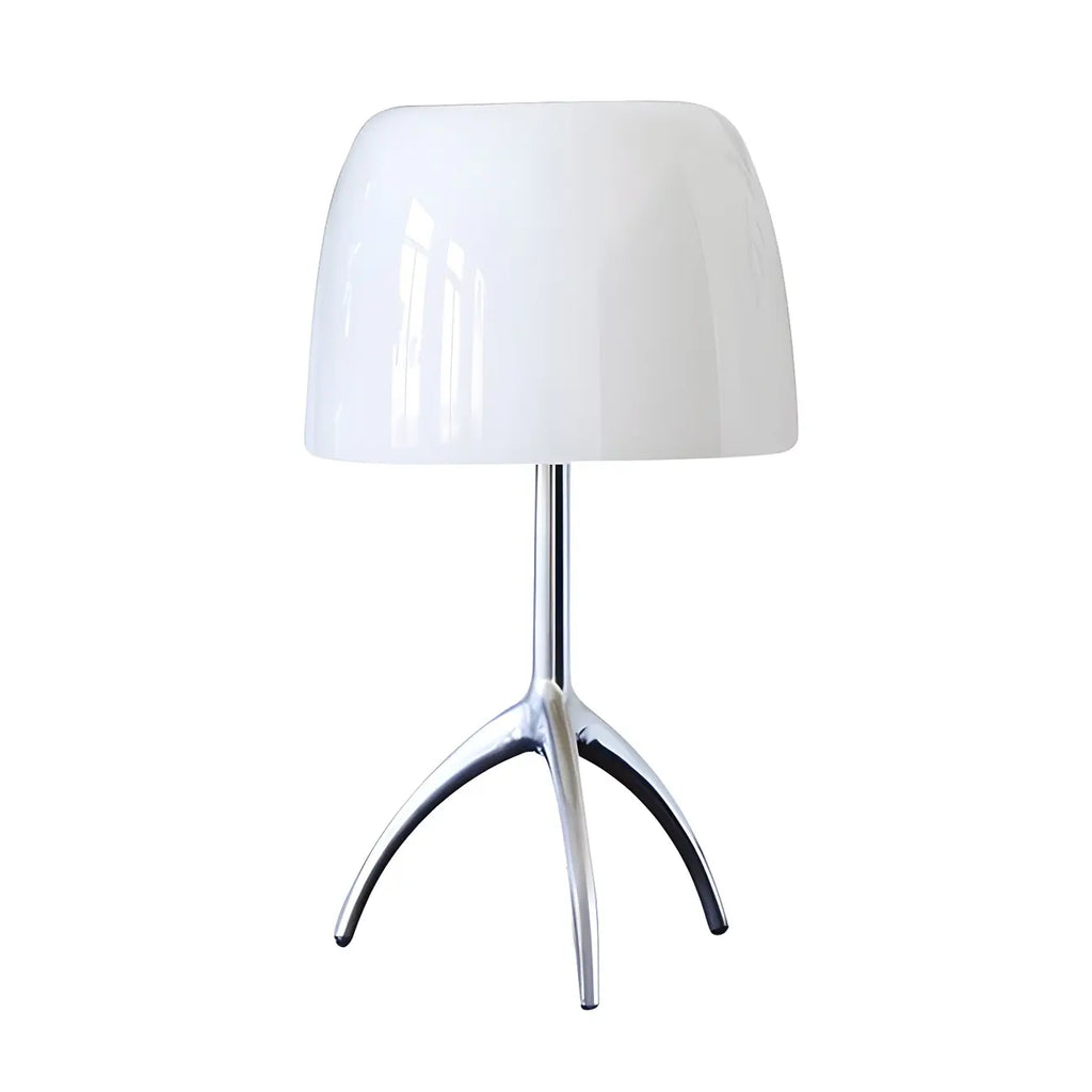 Lampe de table tripode nordique moderne en argent et verre, avec pied en métal