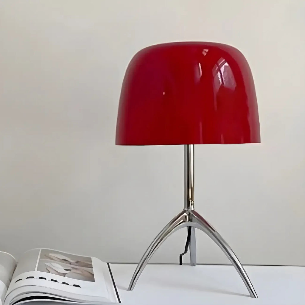 Lampe de table tripode nordique moderne en argent et verre, avec pied en métal