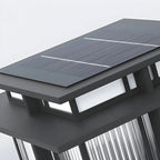 Lampadaires solaires extérieurs à plusieurs niveaux en métal noir rayé