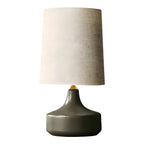 Lampe de chevet moderne en céramique en forme de tonneau avec abat-jour en lin