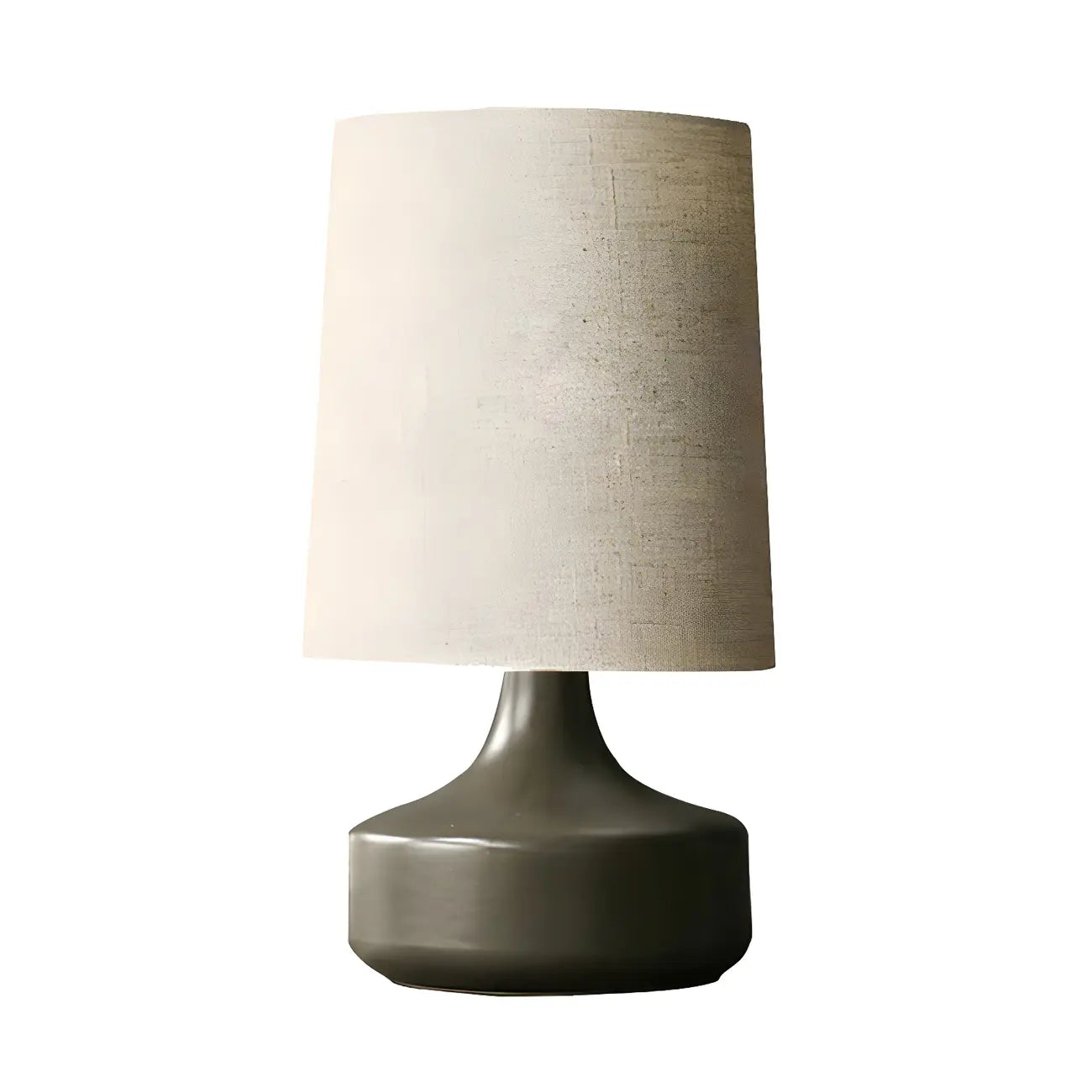 Lampe de chevet moderne en céramique en forme de tonneau avec abat-jour en lin