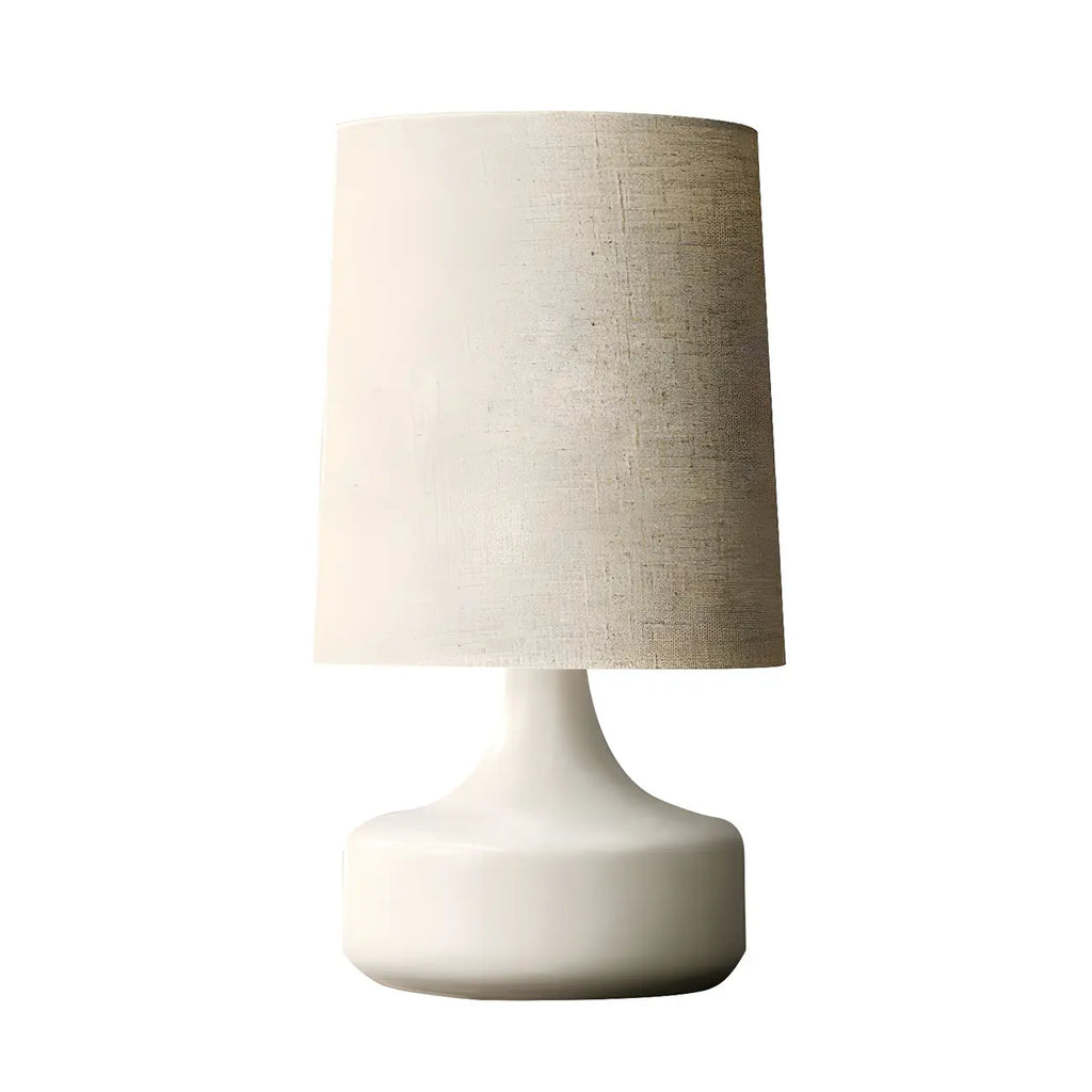 Lampe de chevet moderne en céramique en forme de tonneau avec abat-jour en lin