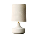 Lampe de chevet moderne en céramique en forme de tonneau avec abat-jour en lin